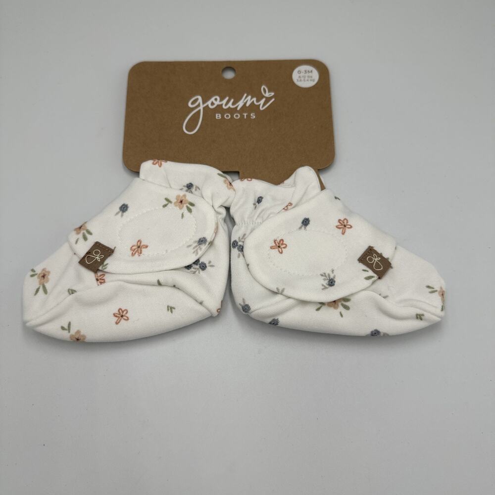Goumi Baby‎ Booties Stay On Boot Organic Bamboo Floral Print Size 0-3 Months NEW